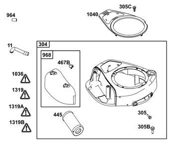 Blower Housing Group Diagram and Parts List for 31R977-0030-B5 200000 - 399999 Briggs and Stratton Engine